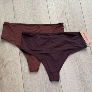 ThirdLove Two-Pack Seamless Bikini Briefs in Brown and Dark Brown